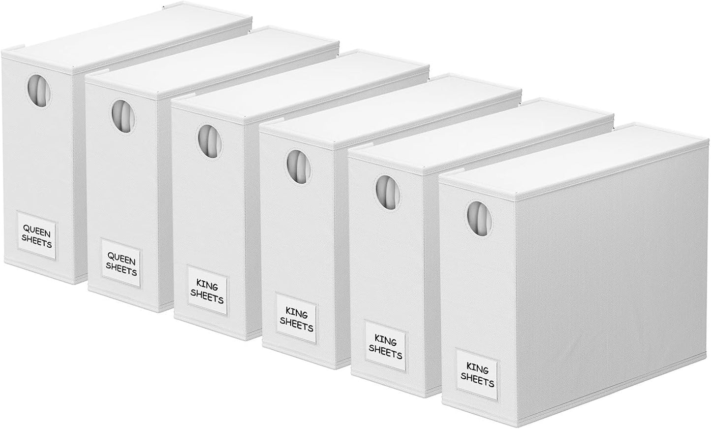 SpaceAid 6 Pack Bed Sheet Organizers and Storage, Foldable Sheet Organizer with Window for Linen Closet, Set Folder Keeper for Queen & King Size Bedding Storage (White)