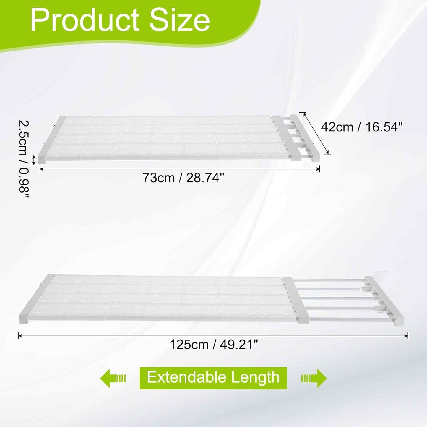 HARFINGTON Expandable Closet Tension Shelf 28.74" to 49.21" Adjustable Closet Organizer 2.3" x 16.54" Flower Pattern Storage Rack for Wardrobe Cupboard Kitchen Bedroom