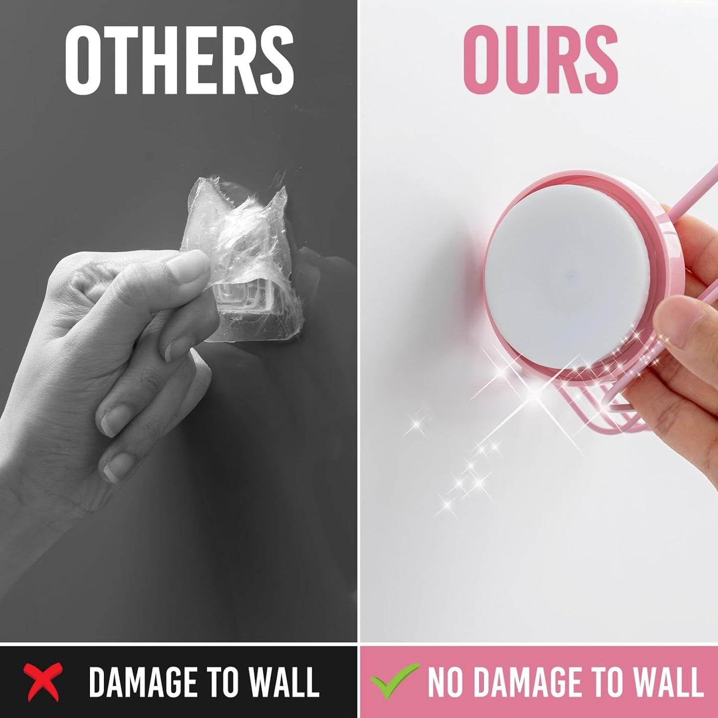 LEVERLOC Soap Holder Dish with Hooks for Shower, Bar Suction Cup Soap Tray Wall Mounted, Rustproof Stainless Steel Sponge Holder Caddy for Bathroom Bathtub Kitchen Sink, Pink