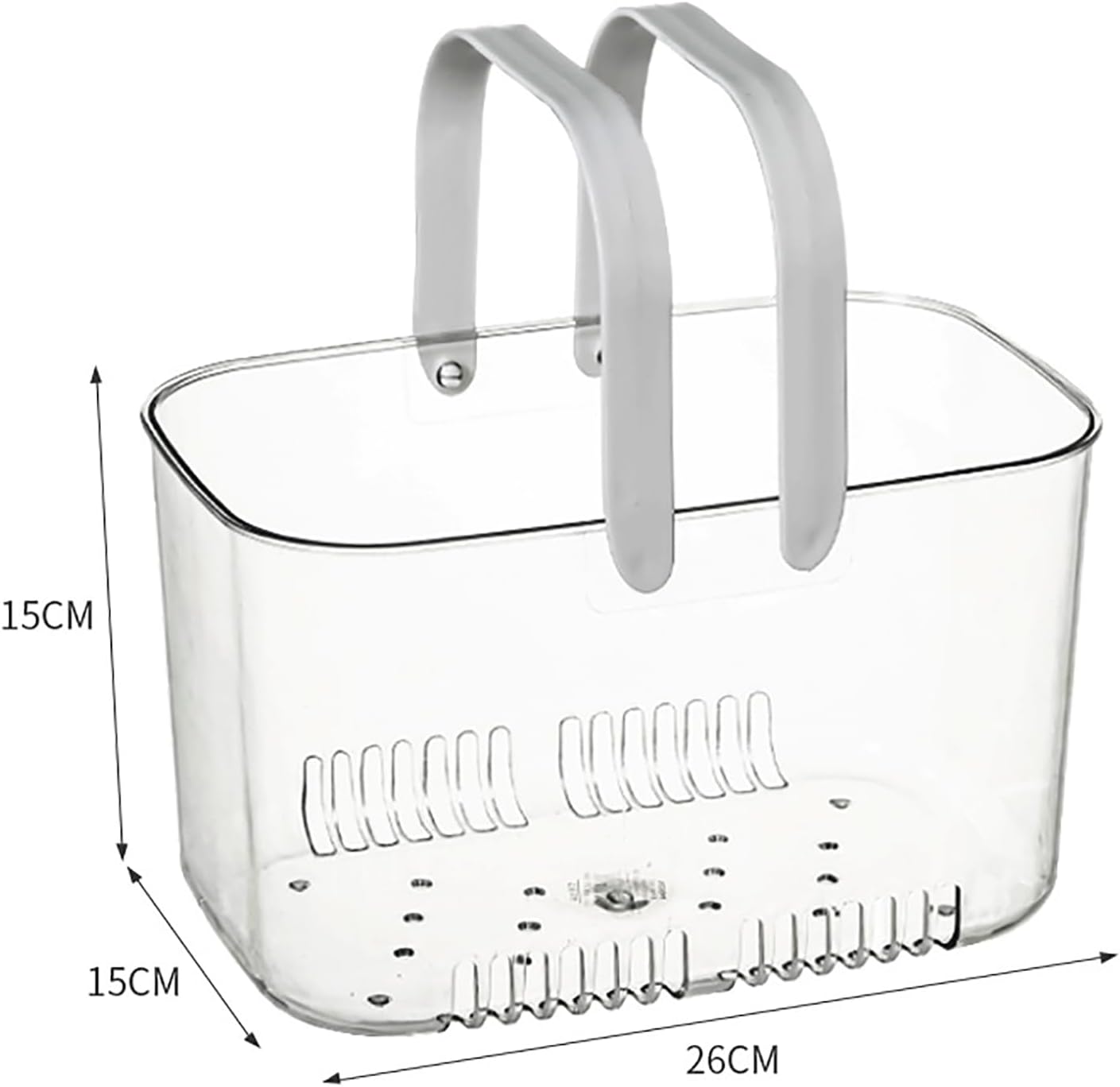 Plastic Storage Basket with Handle Portable Shower Caddy Tote Organizer Basket Bin for Bathroom, Shower Caddy Basket, Large Capacity Hollow Design Clear Shower Caddy Organizer Basket