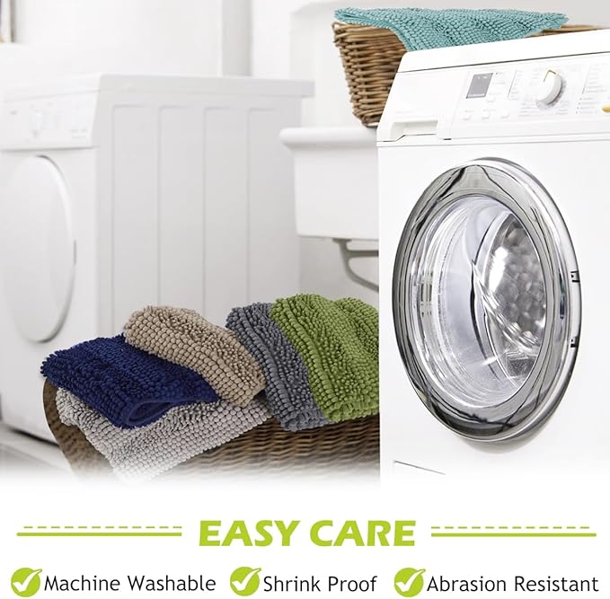 KGORGE Bath Rugs - Soft Large Bathroom Rugs Floor Cover Water Absorbent Bath Mat Quick Drying Chenile Bathtub Shower Carpet for Toilet Door Way Kitchen Kids, Light Green, 60" x 24", 1 Pc