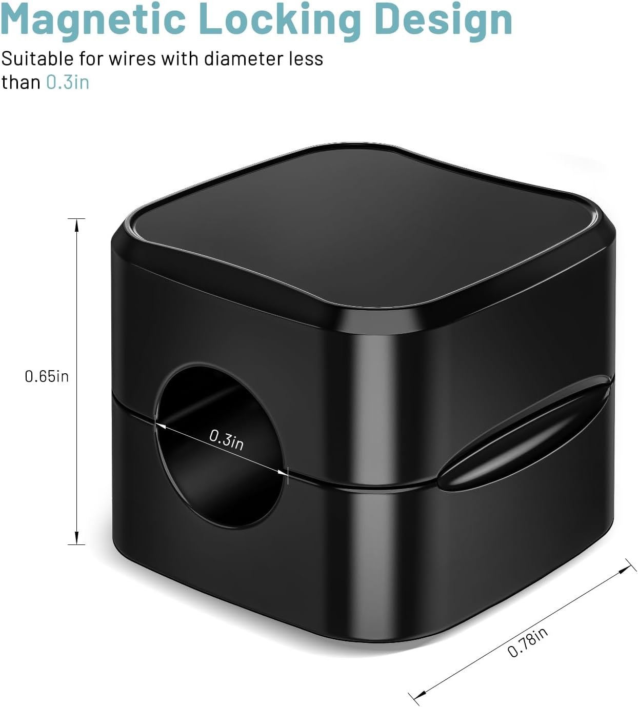 6 Pack Magnetic Cord Organizer, Znben Magnetic Cable Clips Holder Adhesive Cable Management Charger Wire Holder Clips for Desk, Car, Office, Home, Cubicle, Nightstand - Black