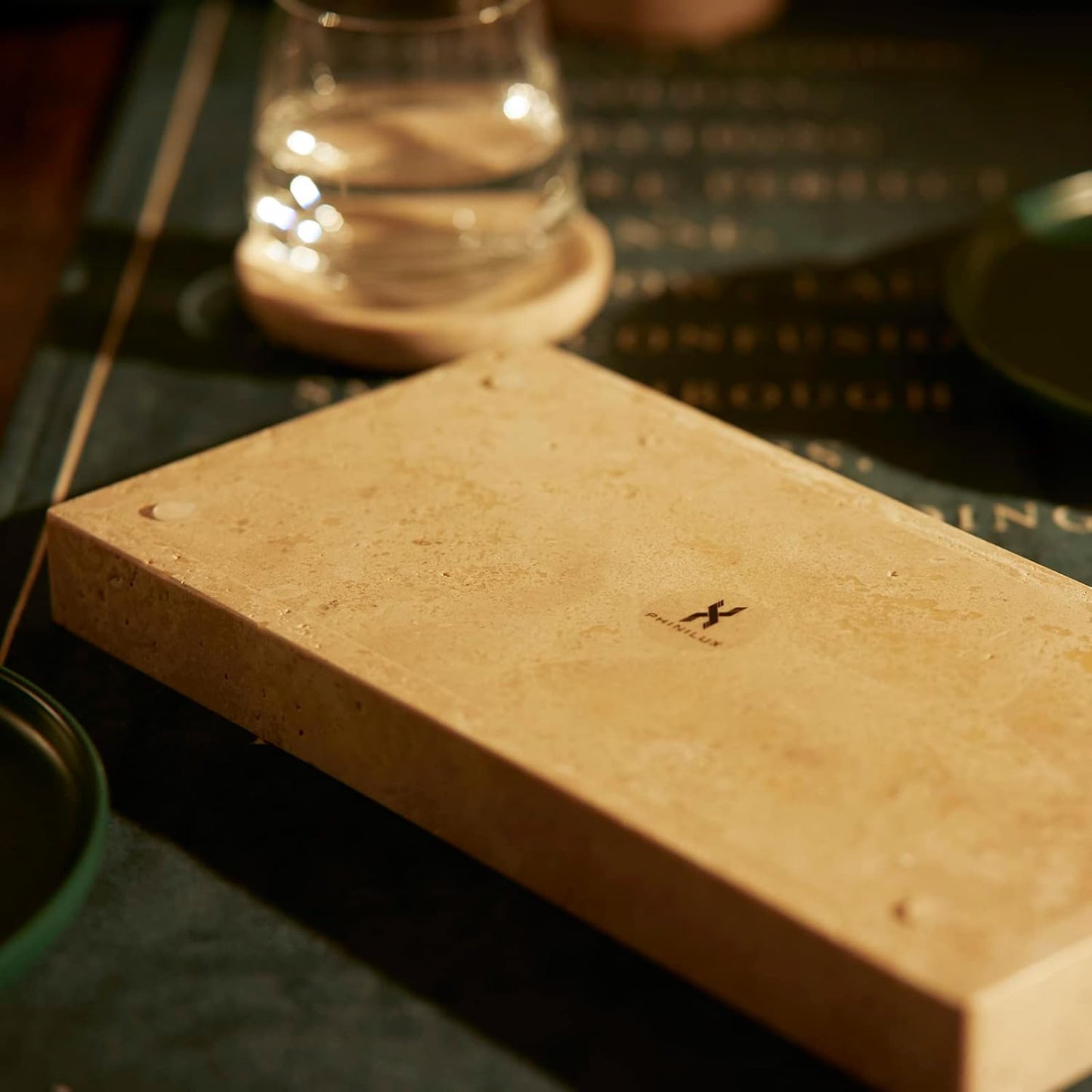 Italian 100% Marble Vanity Tray (12x6in), Counter Organizer for Bathroom, Kitchen, Dresser, Coffee Table, Serving & Decorative (Beige Travertine)