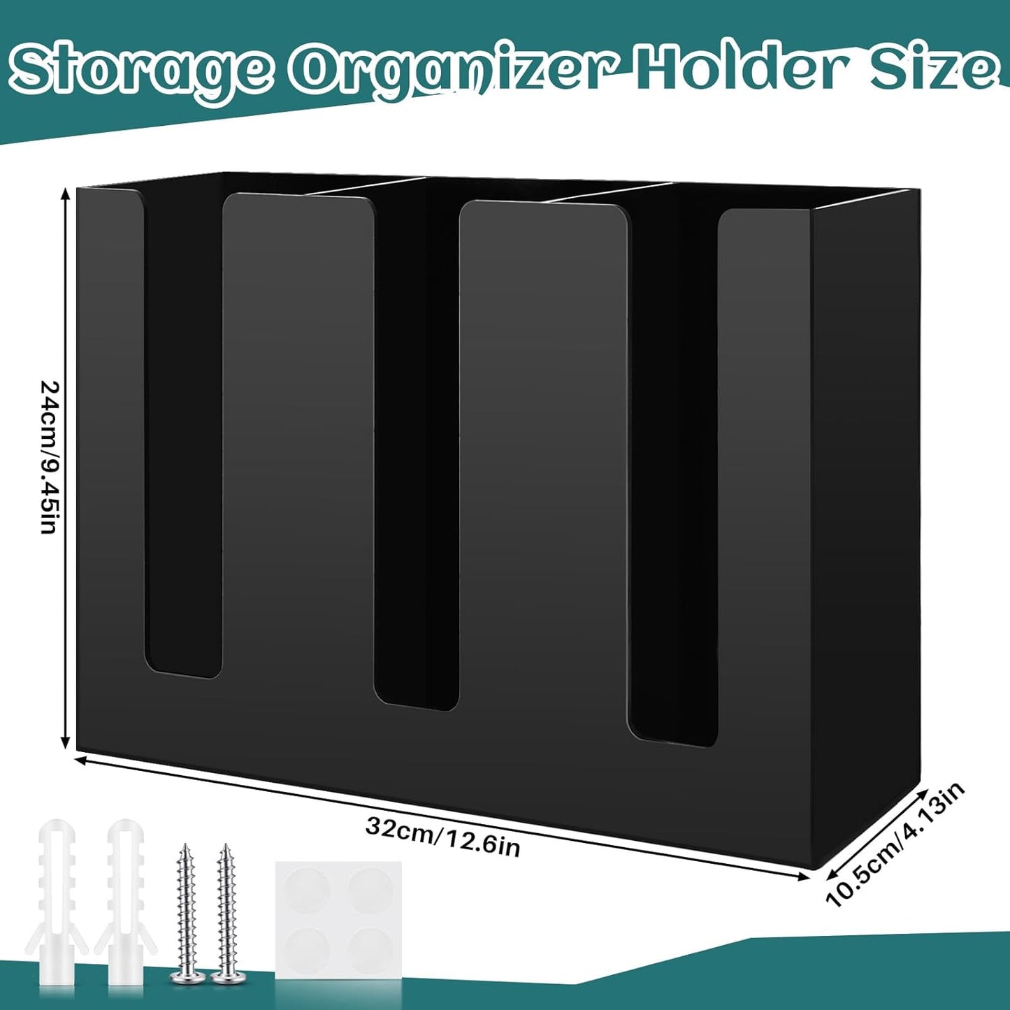 3 Compartments Acrylic Coffee Cup Dispenser Organizer Paper Cup Lid Sleeve Holder Organizer Coffee Shop Supplies Holder Storage for Counter Wall(Black)