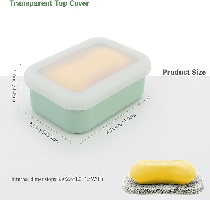 OLAMAR Portable Travel Soap Case with Draining Layer,Enhanced Leak Proof Silicone Travel Soap Container,Shatterproof Soap Holder for Traveling, Camping, Gym, Dorm, Bathroom (Green, Small)
