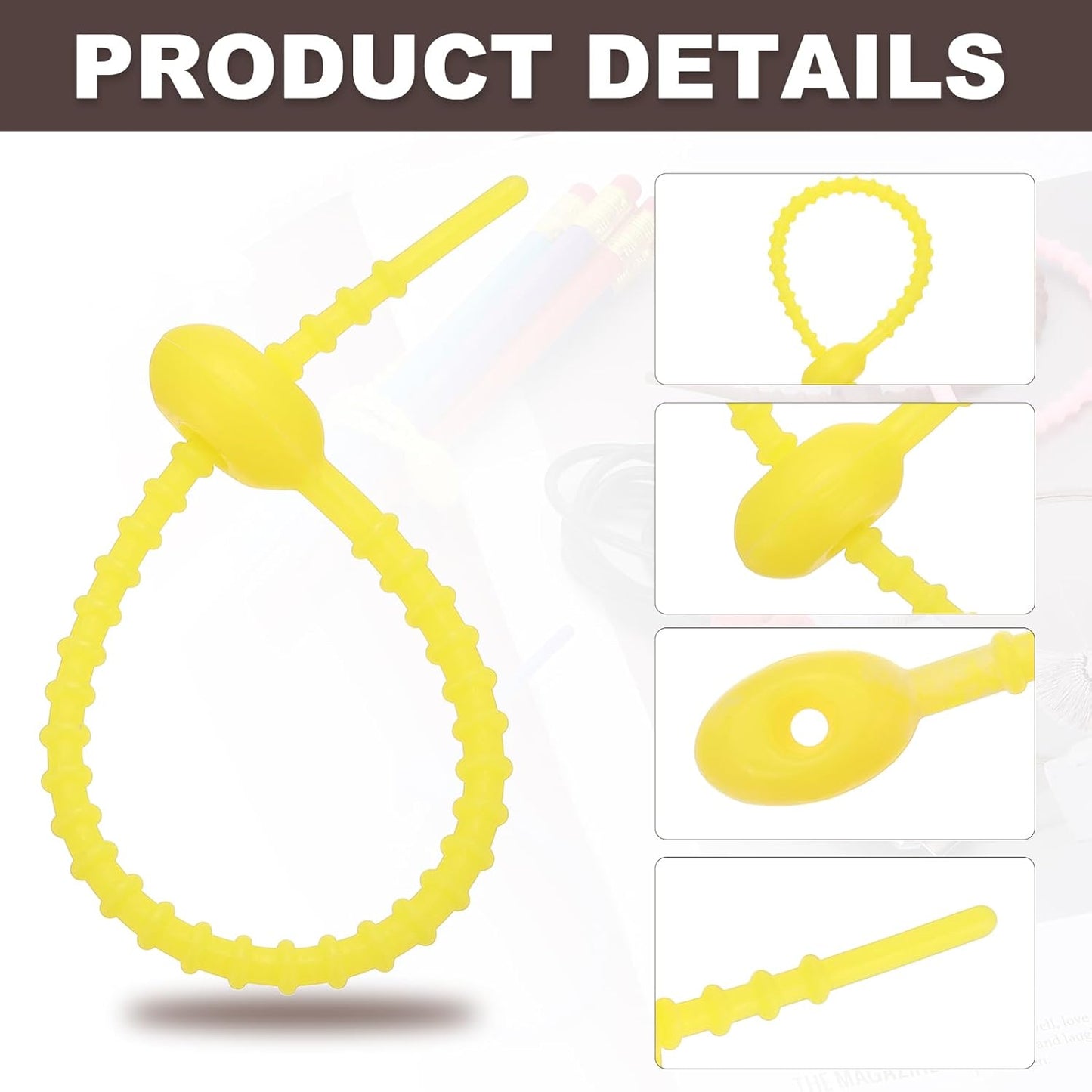 PATIKIL 6 Inch Silicone Cable Ties, 20pcs Rubber Reusable Twist Zip Ties Organizer for Home Office Kitchen Food bags Wires Adjustable Bag Clip, Fluorescent Yellow