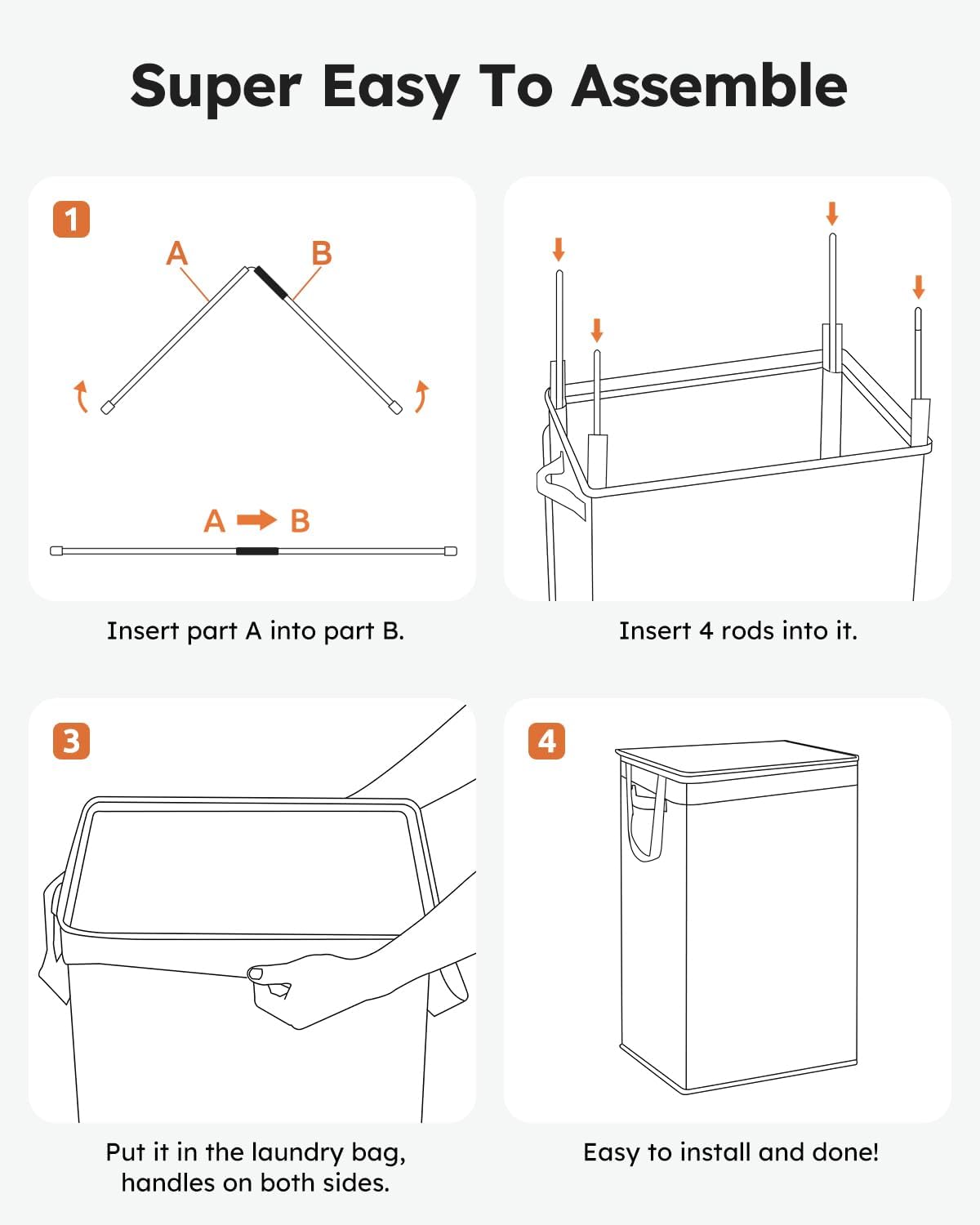 SOLEDI Laundry Hamper with Lid 90L Large & Tall Collapsible Laundry Basket, Clothes Hamper with Bag Removable Easy to Carry, Dirty Hampers for Bedroom, Bathroom, Dorm, College, Blue Grey