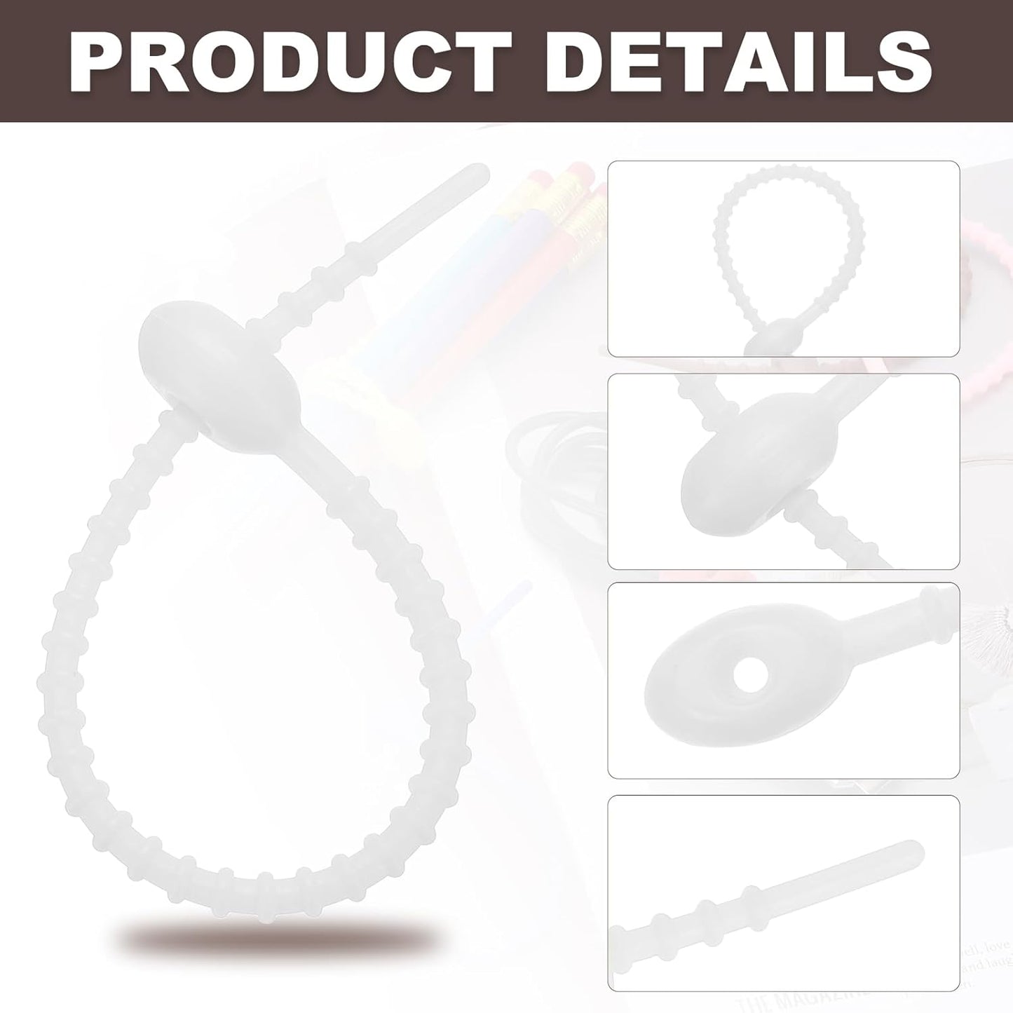 PATIKIL 6 Inch Silicone Cable Ties, 20pcs Rubber Reusable Twist Zip Ties Organizer for Home Office Kitchen Food bags Wires Adjustable Bag Clip, White