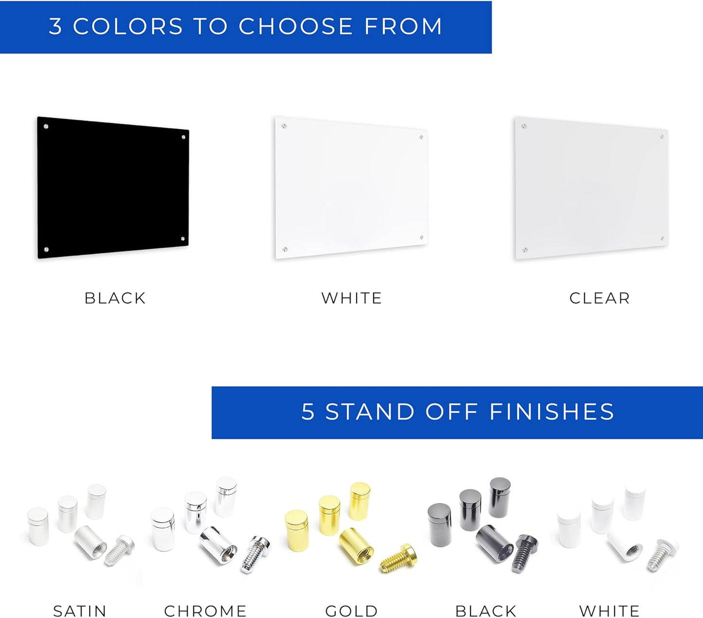 12x16 Dry Erase Board for Wall - with .25 Black Acrylic and Chrome Stand Off Finish - Perfect Whiteboard for Office, Home, Classroom - Durable and Stylish .25 Black Acrylic Dry Erase Board