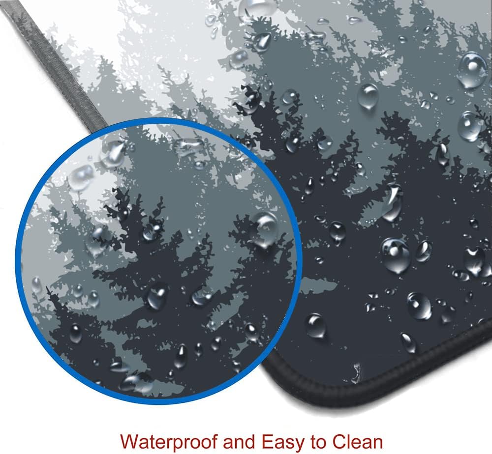 Gaming Mouse Pad Large, Keyboard Mouse Mat Desk Pad, Non-Slip Rubber Base with Stitched Edges Mousepad, 31.5X11.8 inch Misty Forest Tree