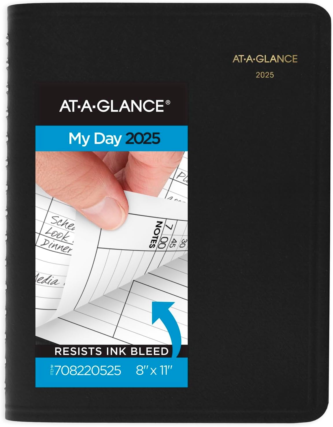 AT-A-GLANCE 2025 Appointment Book Planner, Daily, Four Person Group Planner, 8" x 11", Large, Quarter-Hourly, Black (708220525)
