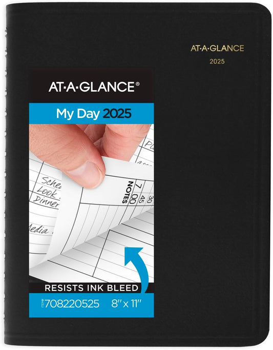 AT-A-GLANCE 2025 Appointment Book Planner, Daily, Four Person Group Planner, 8" x 11", Large, Quarter-Hourly, Black (708220525)