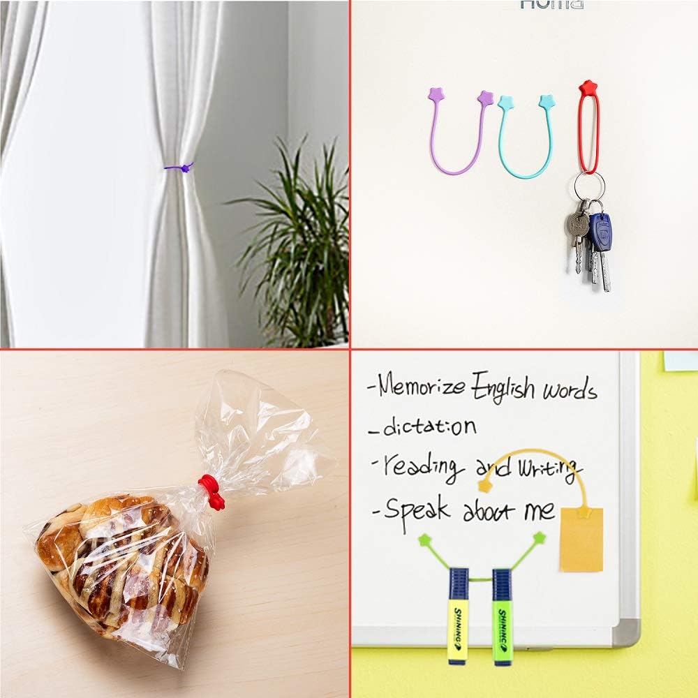 Reusable Silicone Magnetic Cable Ties, 28 Pack 7.48'' Magnetic Twist Ties for Bundling and Organizing, Holding Stuff, USB Charging Cords, Fridge Magnets, or to Play and Decorate(7 Colors)