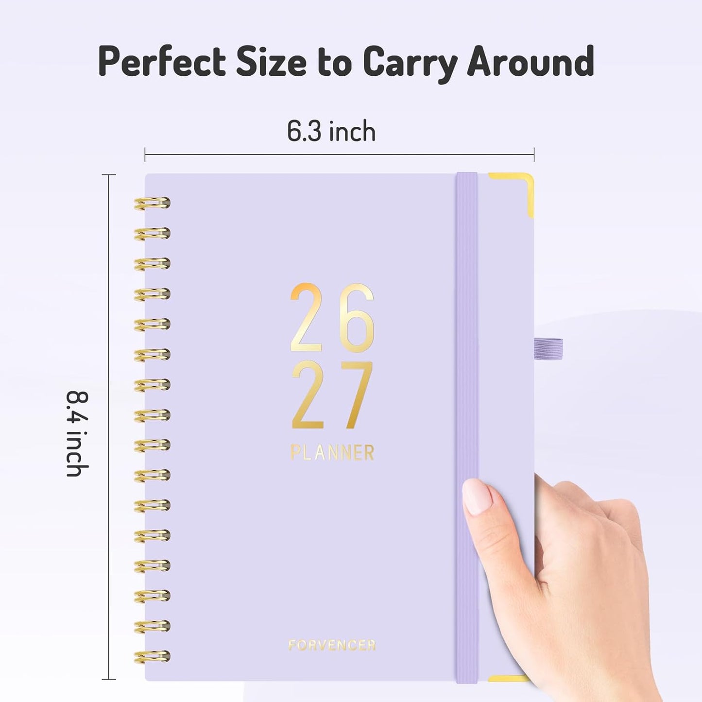Forvencer Planner 2026-2027, 18 Month Weekly and Monthly Calendar Planner, Jan 2026 -June 2027, 6.3" x 8.4", Daily Agenda Book with Tabs, College Organizer Notebook, School Supplies for Student Teacher Classroom, A5, Purple