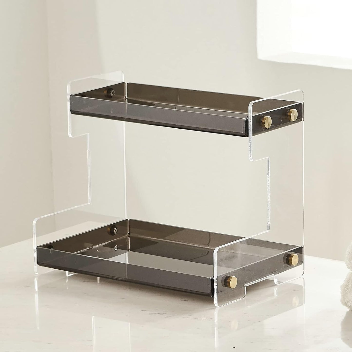 FFK Bathroom Organizer Countertop,2 Tier Bathroom Counter Organizer Kitchen Spice Rack Cosmetic Organizer,Countertop Storage Shelf for Bathroom, Kitchen, Living Room, Bedroom, Dressing Table