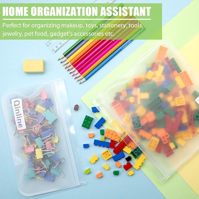 Reusable Food Storage Bags - 10 Pack Freezer Bags, Reusable Bags , Extra Thick Leakproof Reusable Lunch Bag for Salad Fruit Snack Travel - 2 Gallon 4 Sandwich 4 Snack Bags