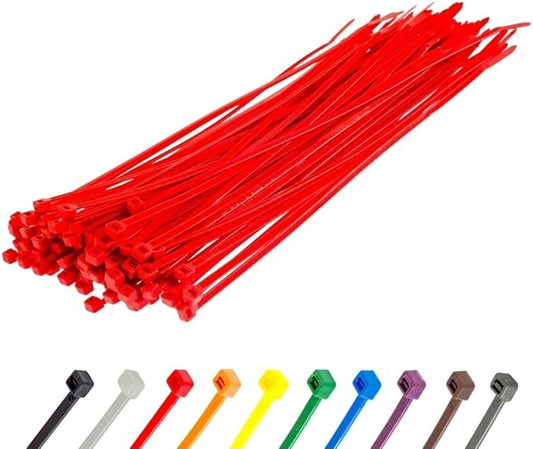 GTSE 12 Inch Red Zip Ties, 100 Pack, 40lb Strength, UV Resistant Long Nylon Cable Ties, Self-Locking 12" Tie Wraps
