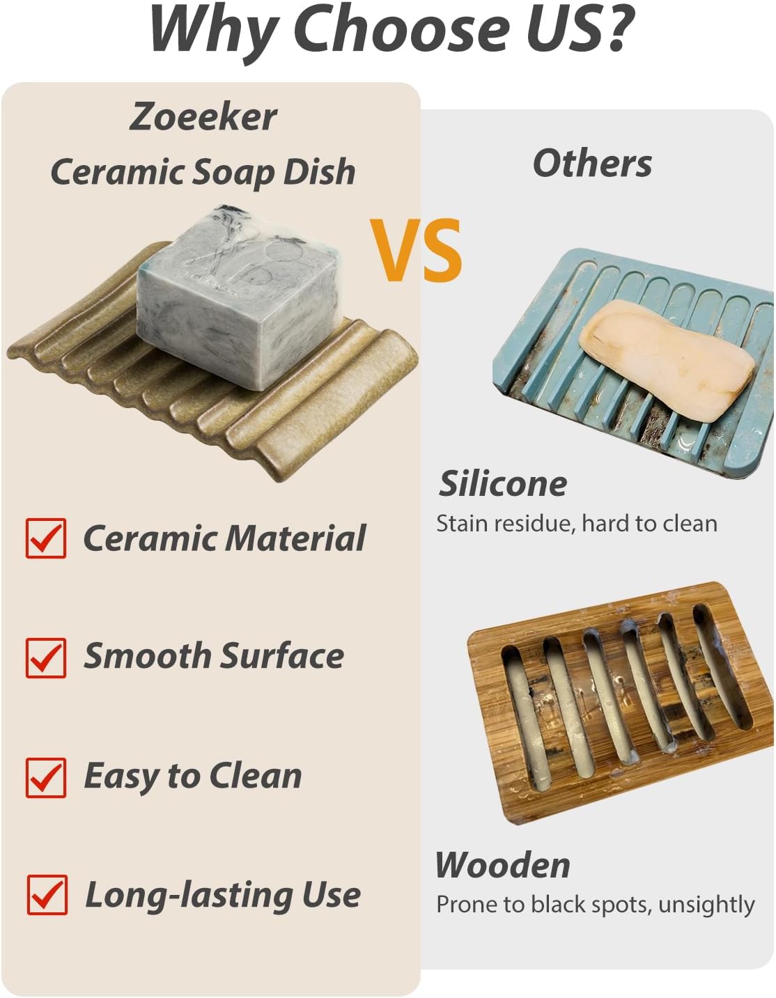 Soap Dish for Countertop with Self Drain, Ceramic Bar Soap Holder for Sink Japanese Soap Saver for Bathroom with Self Drain, Yellow