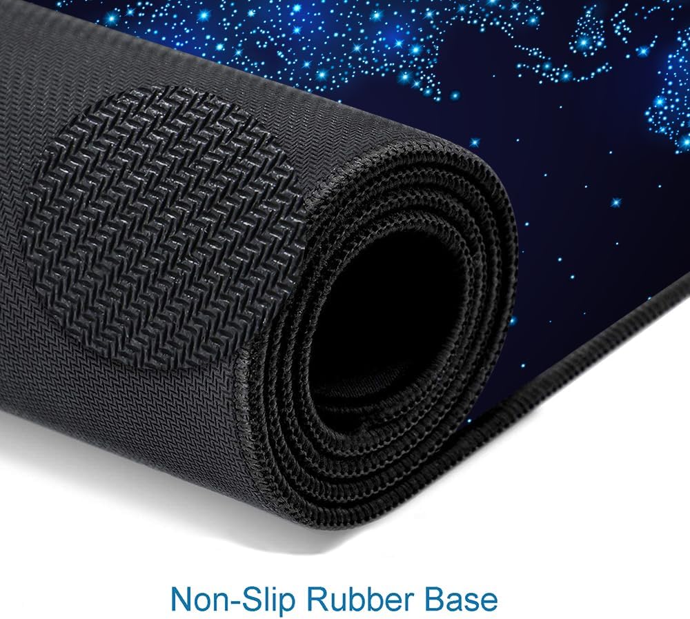 Large Gaming Mouse Pad with Stitched Edges, Desk Pad Extended Keyboard Mat, Non-Slip Rubber Base Mousepads for Laptop, Office, Home, 31.5X11.8 inch Galaxy World Map