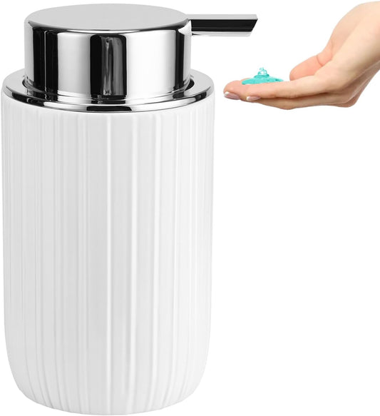 Soap Liquid Dispenser Ceramic with Easy-to-Press Pump Hand Liquid Dispenser (Can't Foam) for Shampoo Bathroom Countertop 13.5 oz