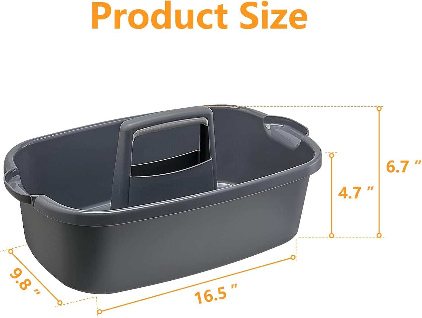 Multi-Purpose Plastic Cleaning Caddy with Handle, Shower Caddy Organizer/Storage Basket/Totes Portable for Bathroom Supplies, Cleaning Products, Under Sink Tool, Housekeepers (Grey)