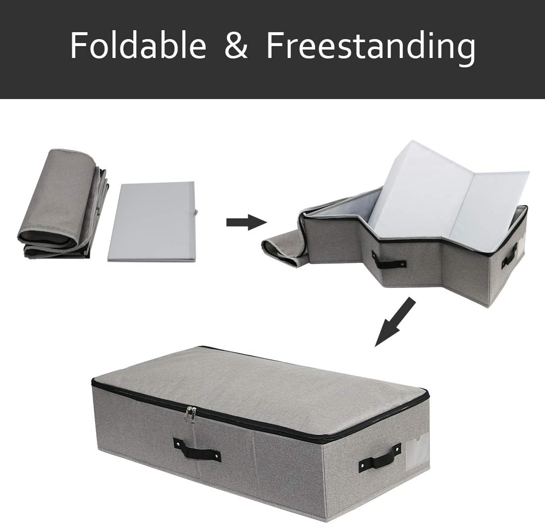 AMJ 29.5"*15"*7", Blanket, Duvets, Winter Clothes Storage Box for Under Bed, Top Wardrobe Organizer, Dark Gray