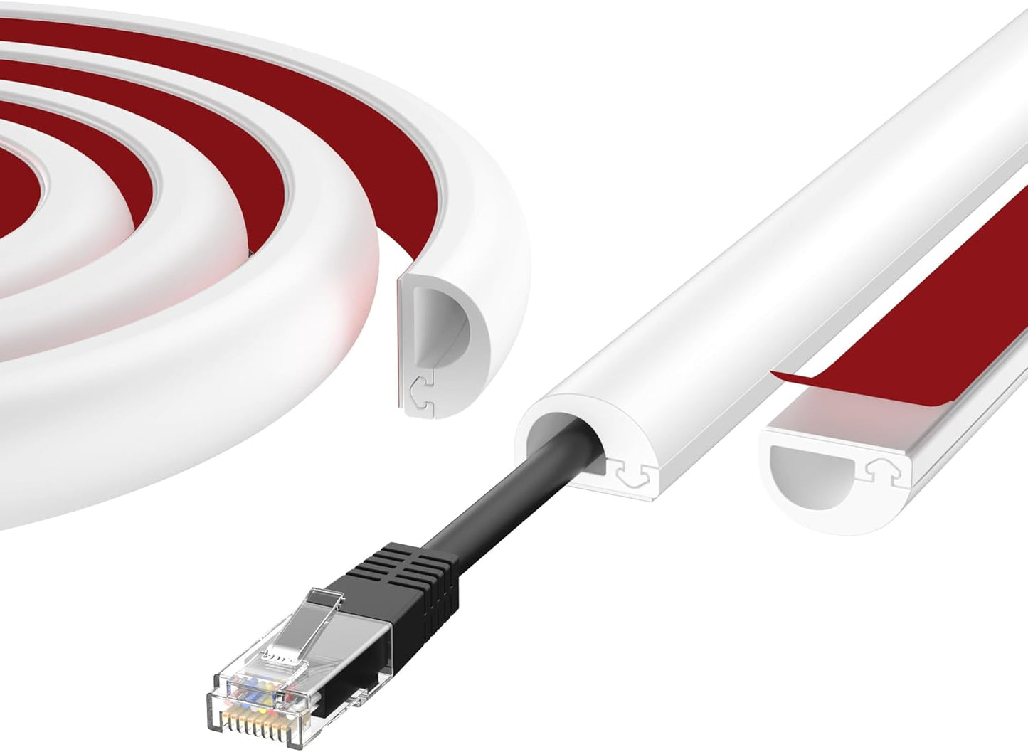 39" Wall Cord Hider, Self Adhesive Silicone Cord Covers for Wires On Wall, Cord Hider for Wall Mount TV, Flexible Cable Cover Raceway Kit for 1 Wire, White (0.59" W x 0.39" H)