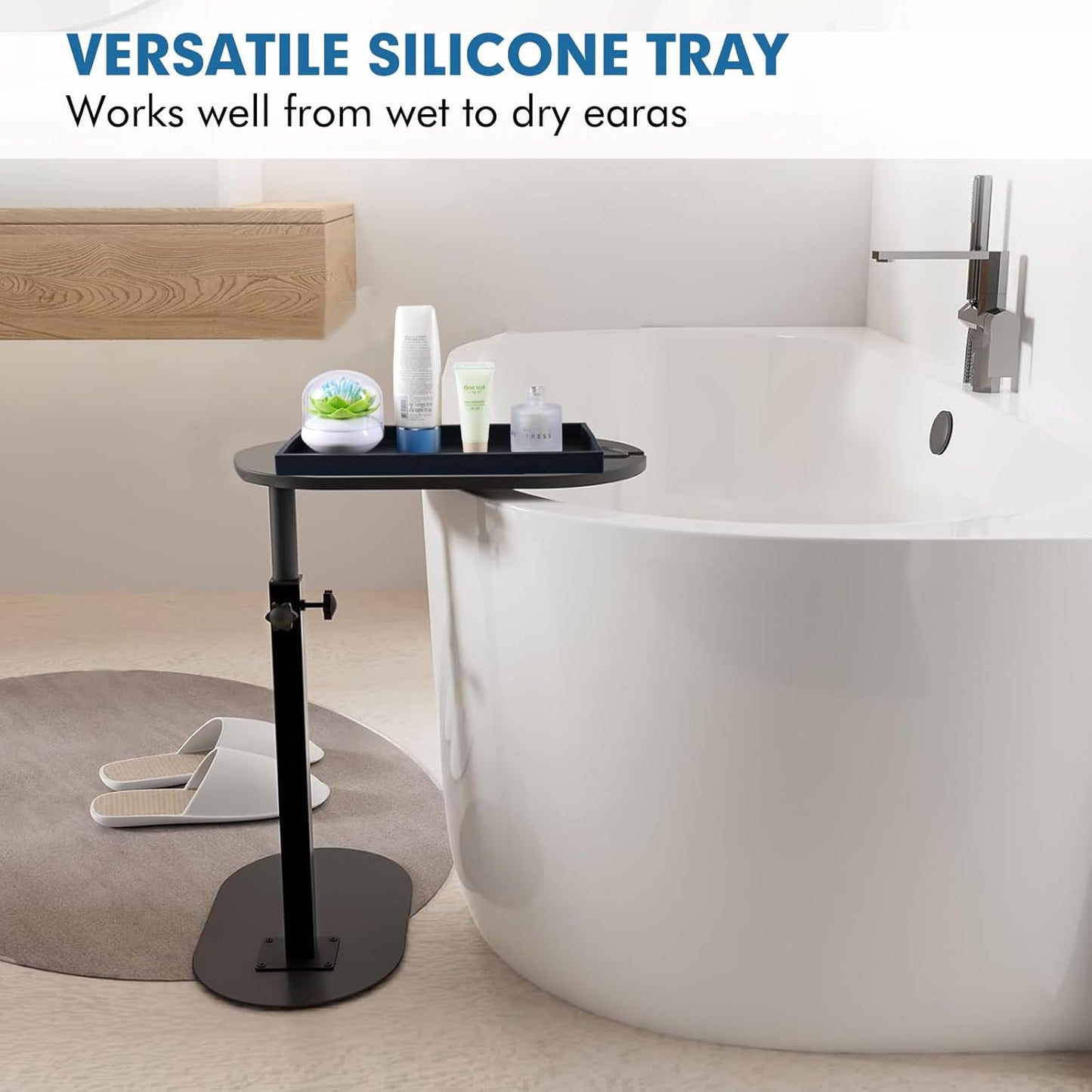 Bloss Vanity Tray with Soap Dish - 15.7" Silicone Tray for Bathroom/Kitchen Counter, Sink Vanity Trays with Soap Holder