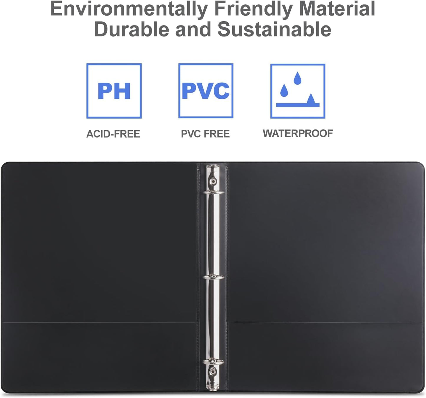 3 Ring Binder 1 Inch, ViVin Sturdy 1"-Round Ring Binder with 2 Interior Pockets, Clear View Cover, PVC-Free, Fits 200 Sheets of 8.5'' x 11'' Paper, Office Home School (12 Pack, Black)