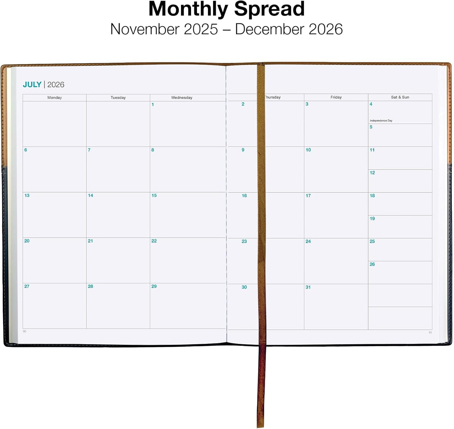 2026 Planner Calendar, 8"x10" : Includes 14 Months (November 2025 - December 2026) / 2026 Weekly Planner/Weekly Agenda/Monthly Calendar Organizer (Brown/Black)