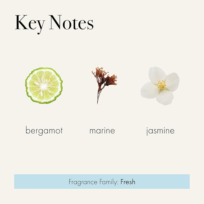 LAFCO New York Classic Reed Diffuser, Marine - 6 oz - Up to 3 Months Fragrance Life - Reusable Glass Vessel - Natural Wood Reeds - Made in The USA