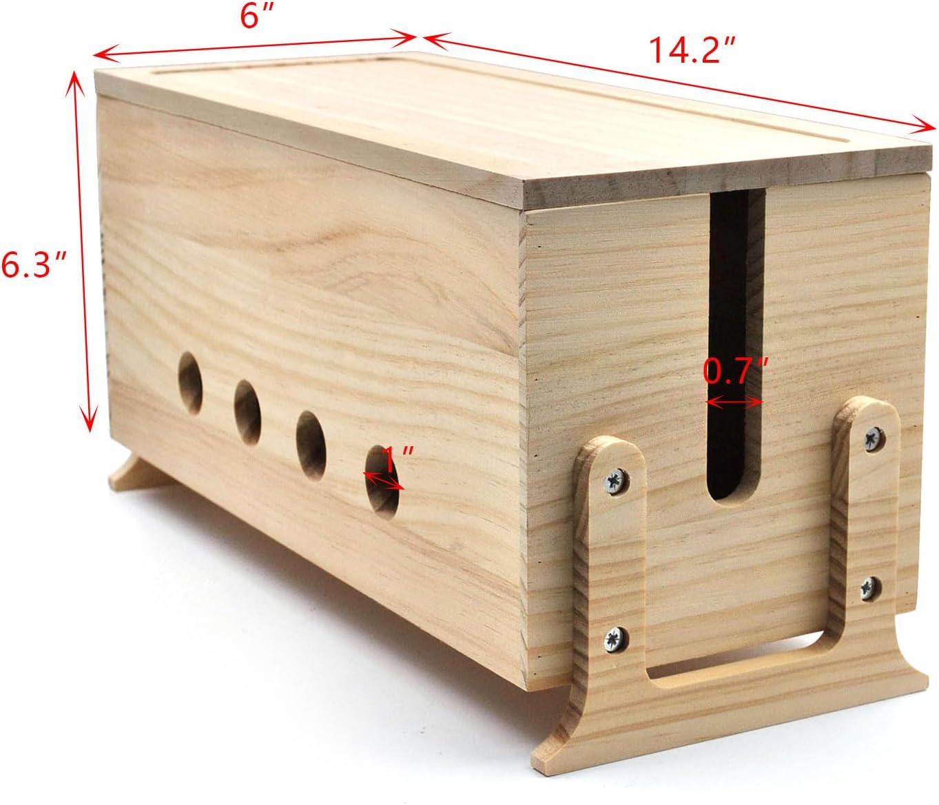 Large Cable Management Box, Wood Cord Hider Box & Organizer for Power Strip Hider Cable Storage for Office, TV Wires, Desk Cord Organizer, 14.2" x 6" x 6.3", Natural, Wood