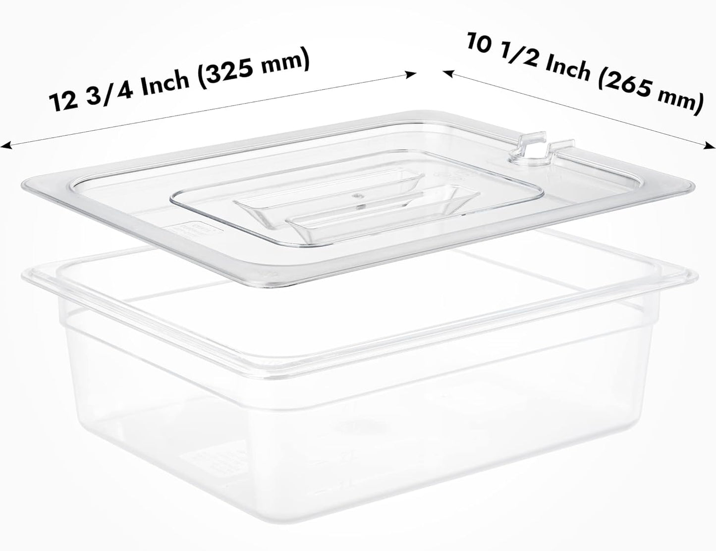 CURTA 6 Pack NSF Food Pan Cover, 1/2 Size Clear Polycarbonate Notched Lid with Handle for Commercial Food Pan, Dishwasher & Freezer Safe Plastic Clear
