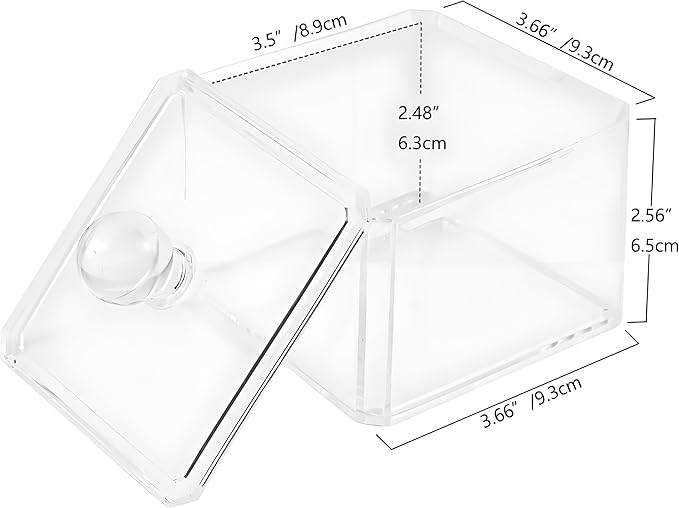 AXX Qtip Dispenser Apothecary Jars Bathroom - Qtip Holder Storage Canister Clear Plastic Jar for Cotton Swab,Q-Tips,Cotton Rounds (J#Clear 1Pcs)