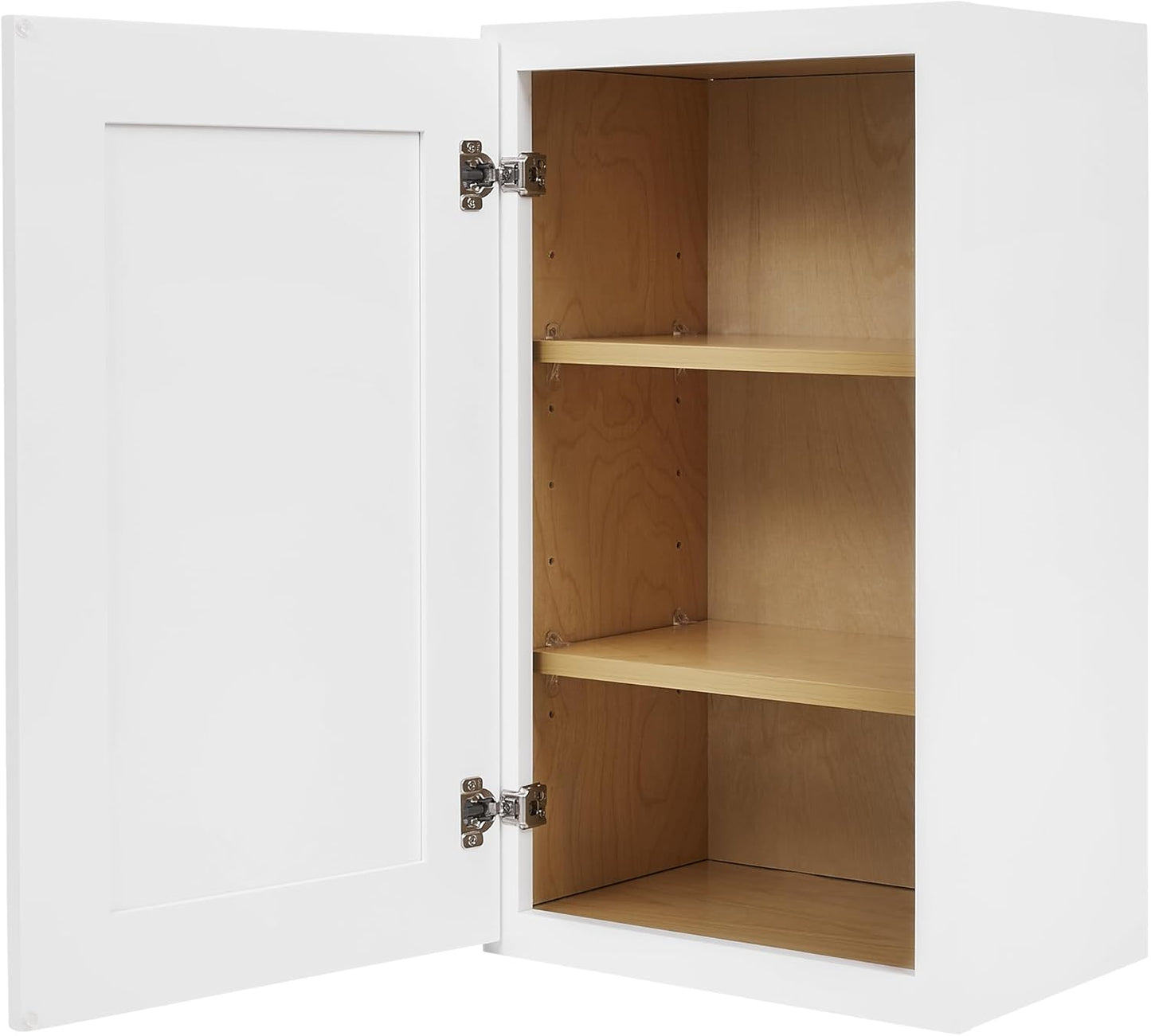White Shaker Wall Cabinet - Ready to Assemble, Perfect for Kitchen, Laundry, and Bathroom Storage - 15" W x 36" H x 12" D