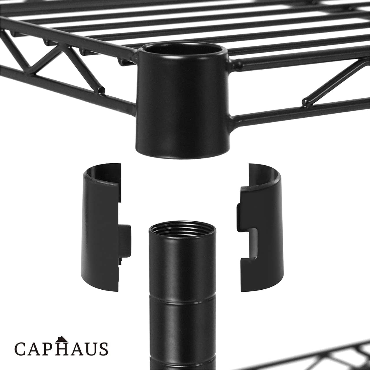 CAPHAUS 3/4/5-Tier Adjustable Height Wire Shelving Unit, Rack Shelving, Metal Steel Shelves, Garage Organizer, Utility Storage Shelf, 3-Tier Without Wheels, Black