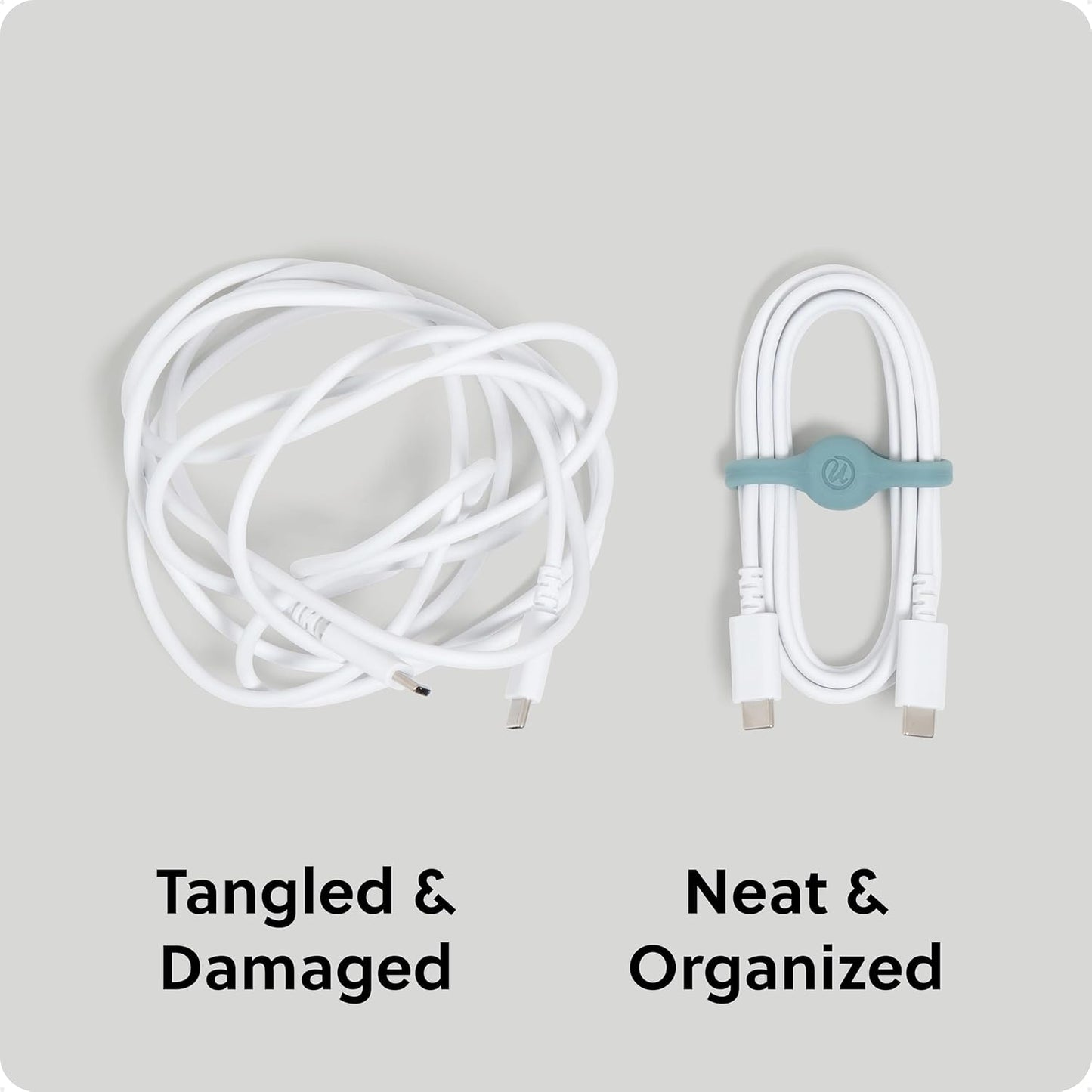 U Brands Magnetic Silicone Cord Organizer Cable Clips, Set of 6 Cable Ties, Cable Management, Office Desk Accessories, Office Supplies, Assorted Colors