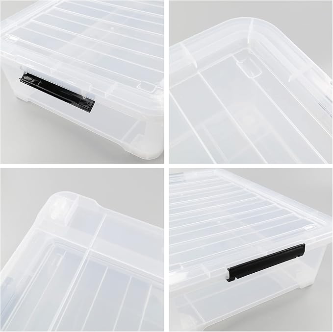 Zopnny 3-Pack 40 Quart Plastic Underbed Storage Box, Large Clear Under Bed Storage Bin with Wheels