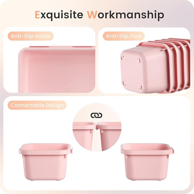 A-LuGei 【𝟮𝟴𝗣𝗖𝗦】 【𝟱𝗦𝗶𝘇𝗲】 Pink Drawer Organizer, Makeup organizer, 【Holds 177 Items】 Bathroom Organizers and Storage, Plastic Desk Organizer Divider, Organizer Bins for Office Vanity