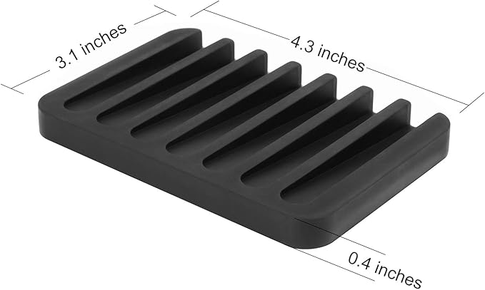 Anwenk Soap Dish for Shower Waterfall Soap Holder Soap Tray Soap Saver Drainer Flexible Silicone for Shower/Bathroom/Kitchen/Counter Top,Keep Soap Bars Dry Clean,Easy Cleaning-Black 1Pack