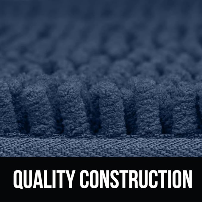 KANGAROO Bathroom Rugs, Chenille Soft Absorbent Bath Rug, Shaggy Shower Mat, Quick Dry Machine Wash Bathmat, Plush Carpet Mats for Tub, Bathtub and Room Home Decor Accessories, 36x24, Navy Blue