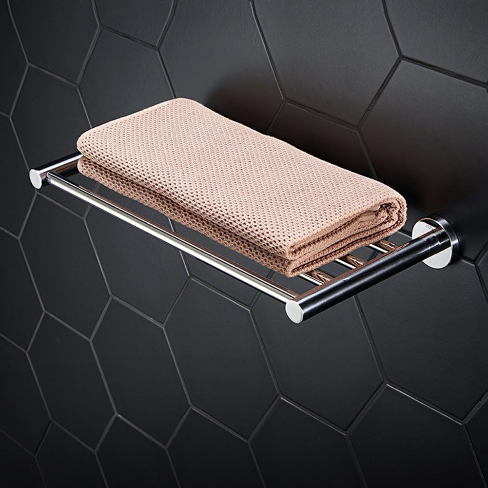 20 Inch Bathroom Towel Rack, Hotel Style Towel Racks for Bathroom Wall Mounted, Modern Towel Bar Rack, 2-Tier Towel Shelves, Polished Chrome