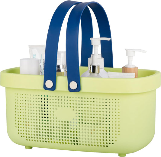 JiatuA Plastic Storage Basket with Handle Portable Shower Caddy Tote Organizer Basket Bin for Bathroom Kitchen Dorm Room Bedroom, ‌Yellow