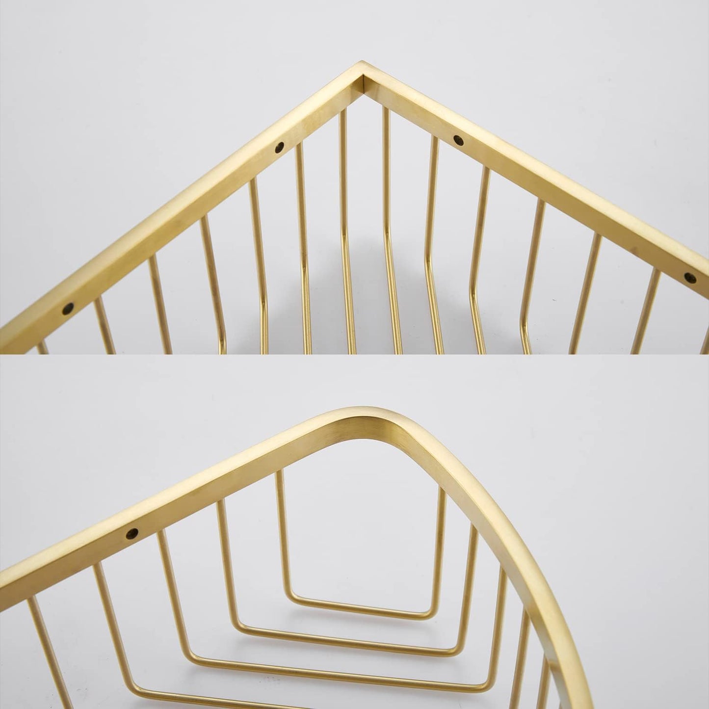 Corner Shower Caddy Organizer, SUS304 Stainless Steel Heavy Duty Rust-Proof Shelf Shampoo Holder, Wall Mounted Storage Rack for Bathroom Kitchen, 2 Packs Brushed Gold