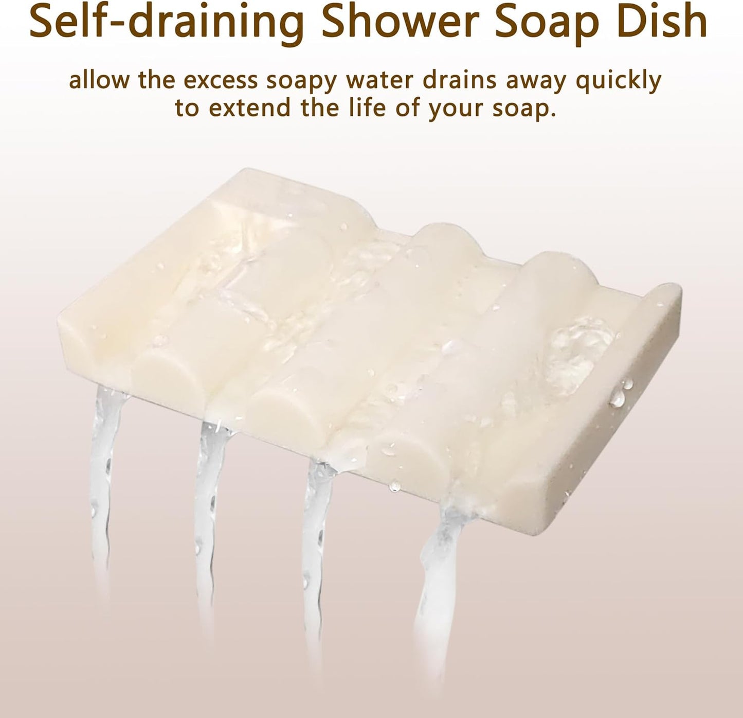 Soap Dish for Shower, Bathroom & Kitchen – Non-Slip, Self-Draining Design to Keep Soap Dry, Extend Soap Life – Easy to Clean, Compact & Durable (Beige, 2 pcs)