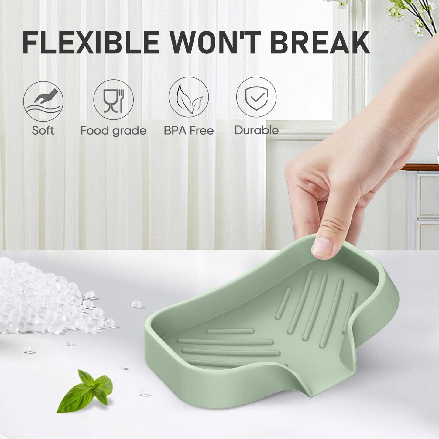 Great Silicone Soap Dish - 4 Pcs Thickened Self-Draining Soap Tray for Shower & Bathtub-Great High-Purity Silicone Soap Dish