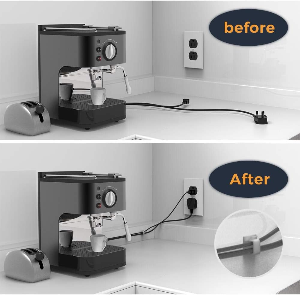 Cable Clips with Strong Self-Adhesive, XIAOXI R Shape Cable Management TV PC Wire Holder Sticky Tidy and Organizer Cord and Wires - 40 Pcs (Clear)