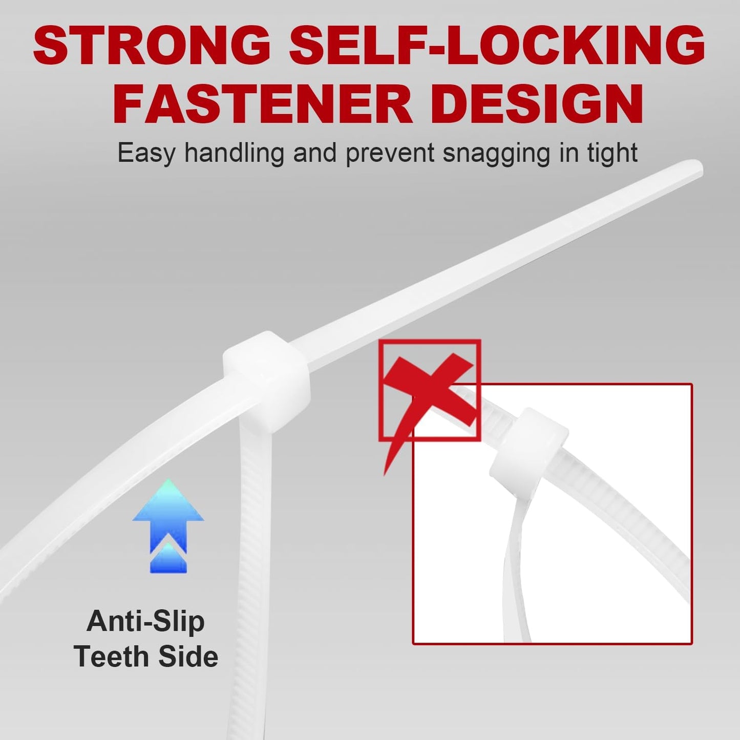 Zip Ties, RAZCC 1200pcs Cable Zip Ties 12 Inch, Heavy Duty White Plastic Wire Ties with 70lb Tensile Strength, Self-Locking Nylon Cable Ties, Wire Management for Indoor and Outdoor