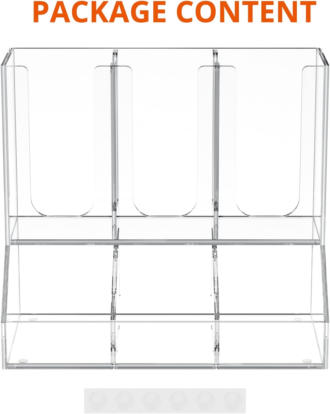 Richboom Cup and Lid Organizer, 6 Compartments with 2 Removable Dividers Coffee Station Countertop Cup Dispenser Condiment Organizer Accessories Caddy for Breakroom, Office, Home - Clear