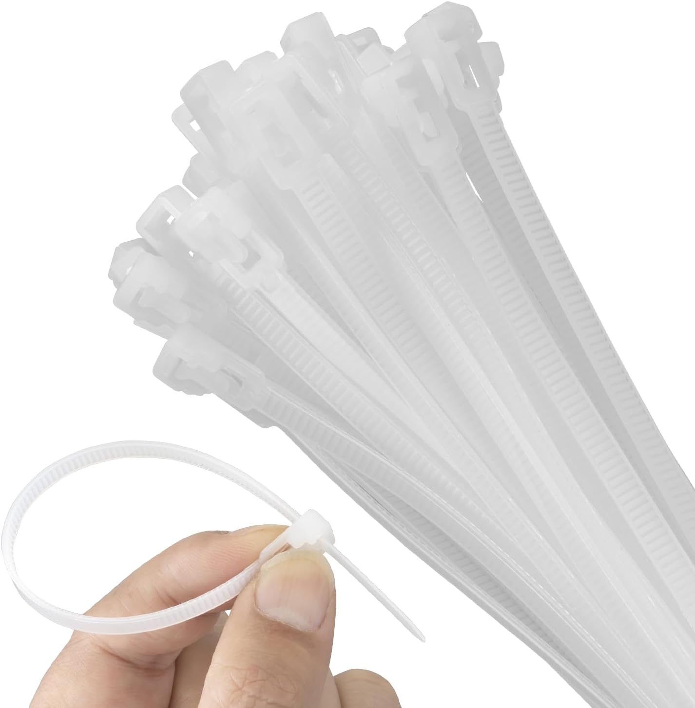 8 Inch Recoverable Reusable Zip Ties, 1000Pcs white Zip Ties, Outdoor 50 lb. Small Cable Ties, Small Releasable Plastic Ties, Removable Wire Ties for Wire Management Outdoor Patio